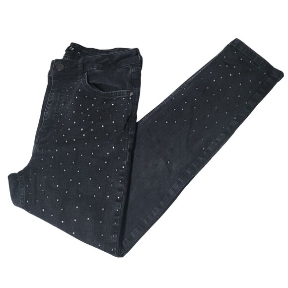 FS Jeans Womens Size 40 Skinny Mid Rise Embellished Black Denim Pants - Picture 1 of 6